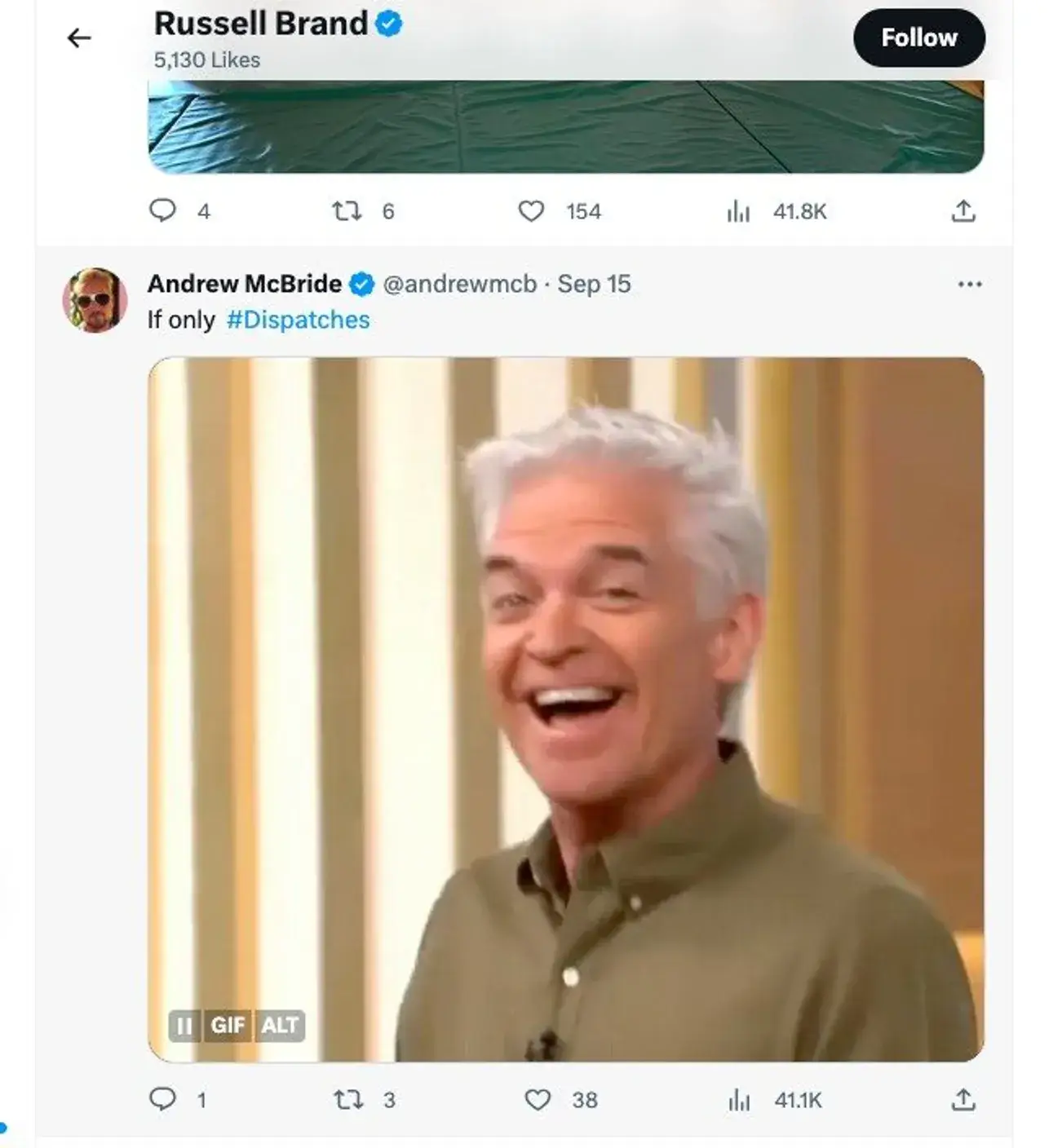 The tweet mocked the former This Morning host.