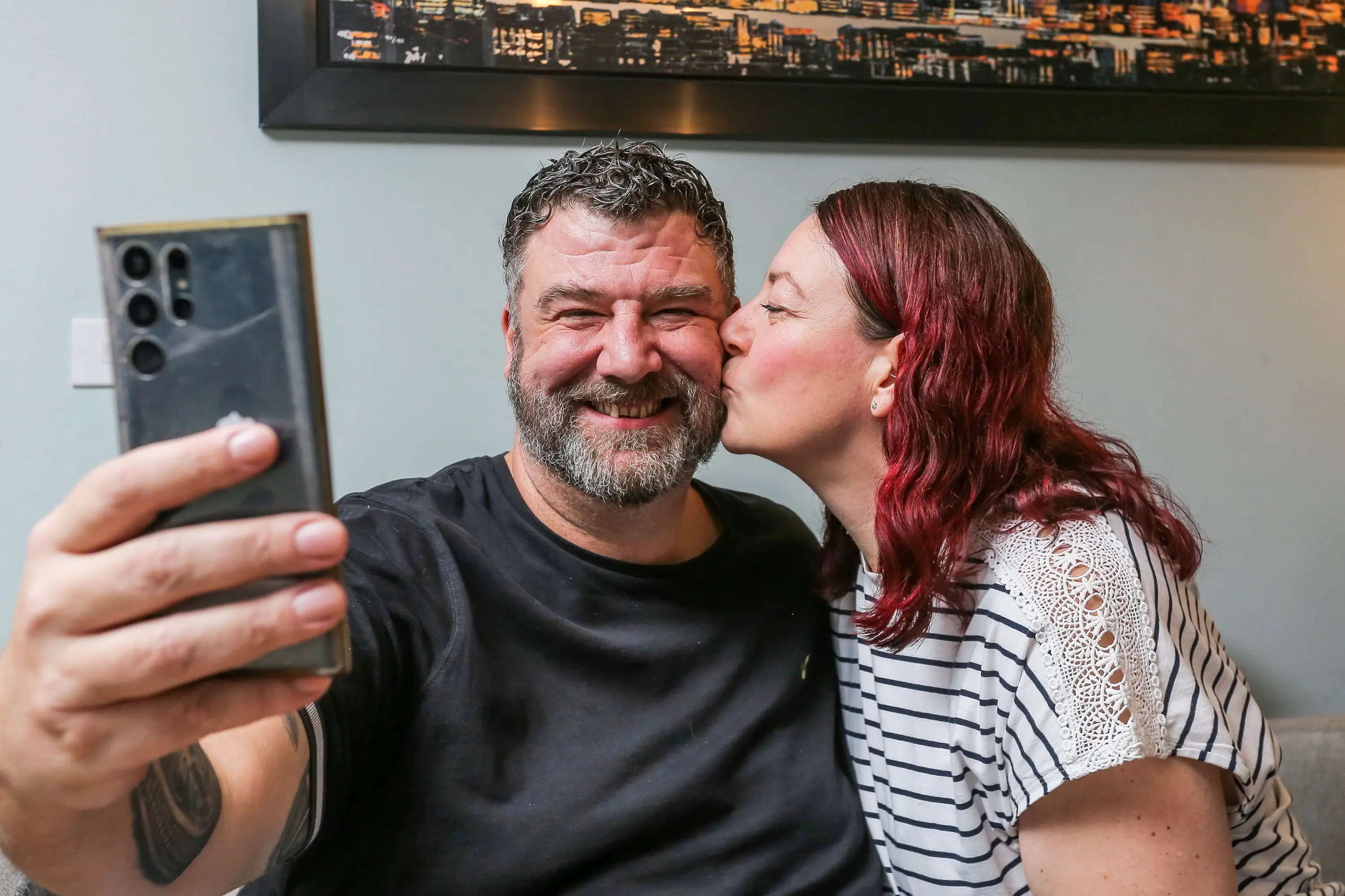 Donovan's cheeky 'hello' text ended in marriage for him and wife Kirsty (SWNS)