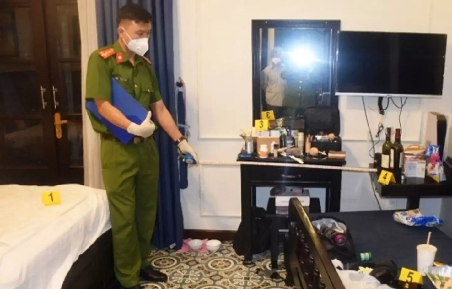 Police shared an image of one of the rooms where the couple were found dead (Quangnam Provincial Police)