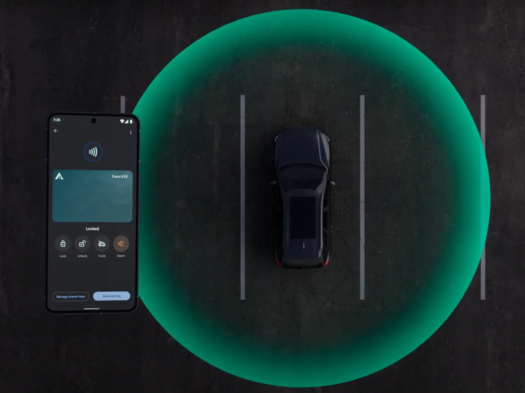 The digital car key uses NFC to open the car (Google / Android)