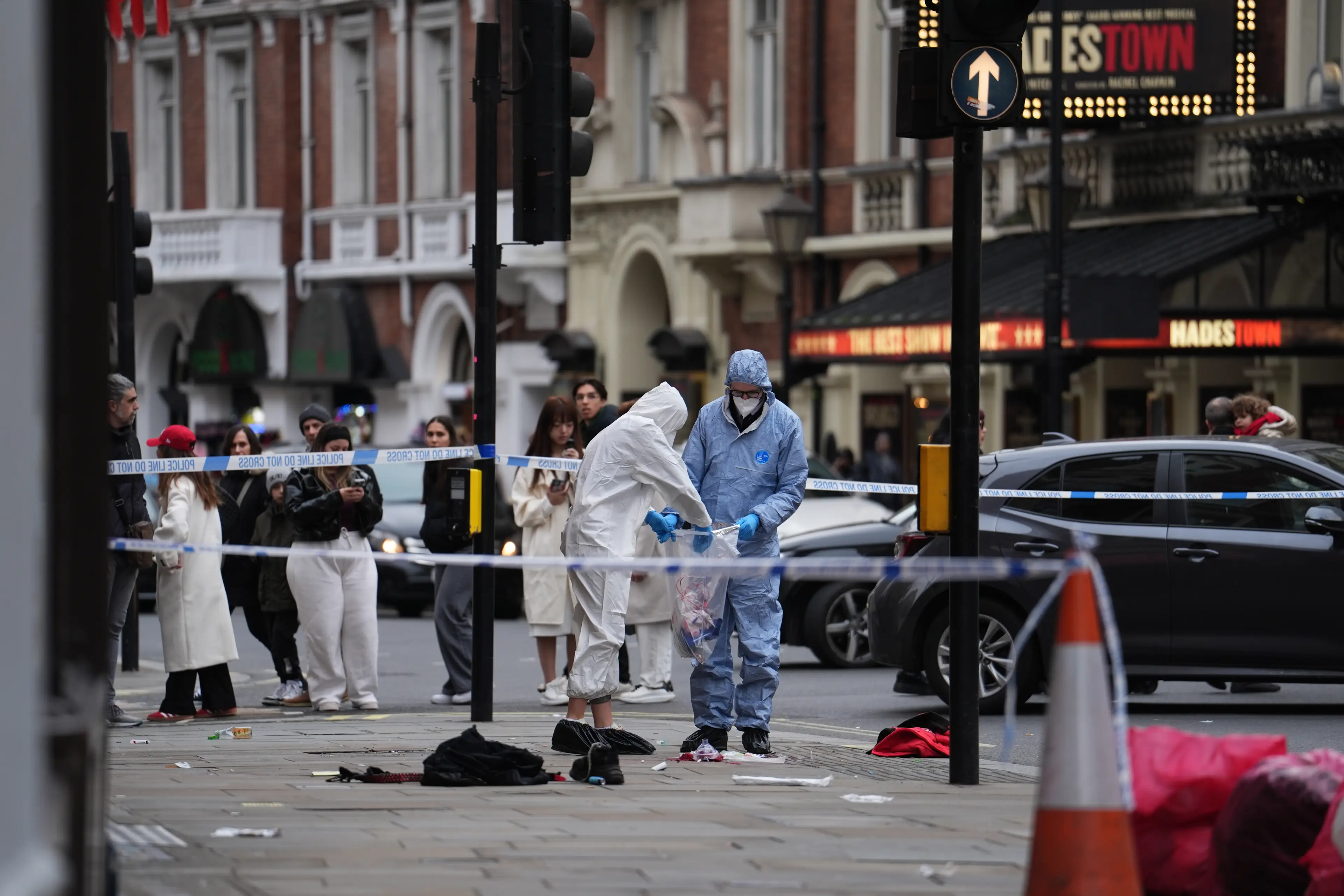 A police cordon is now in place on Shaftesbury Avenue (Jordan Pettitt/PA Wire)
