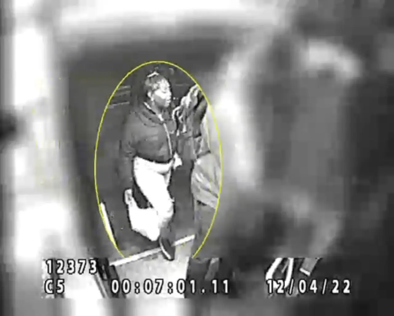 Grace seen getting on the bus at Woolwich station on April 12.