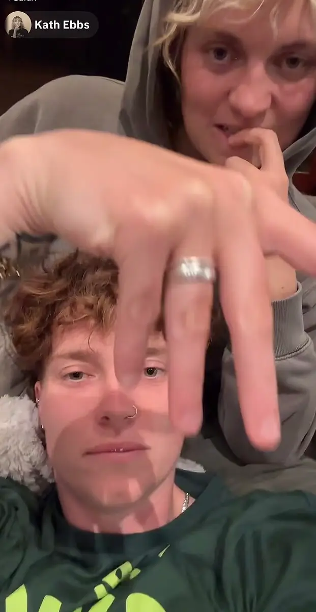 Kath Ebbs and Tilly Lucas-Rodd appeared to show off their engagement rings earlier this week (TikTok/@kathebbs)