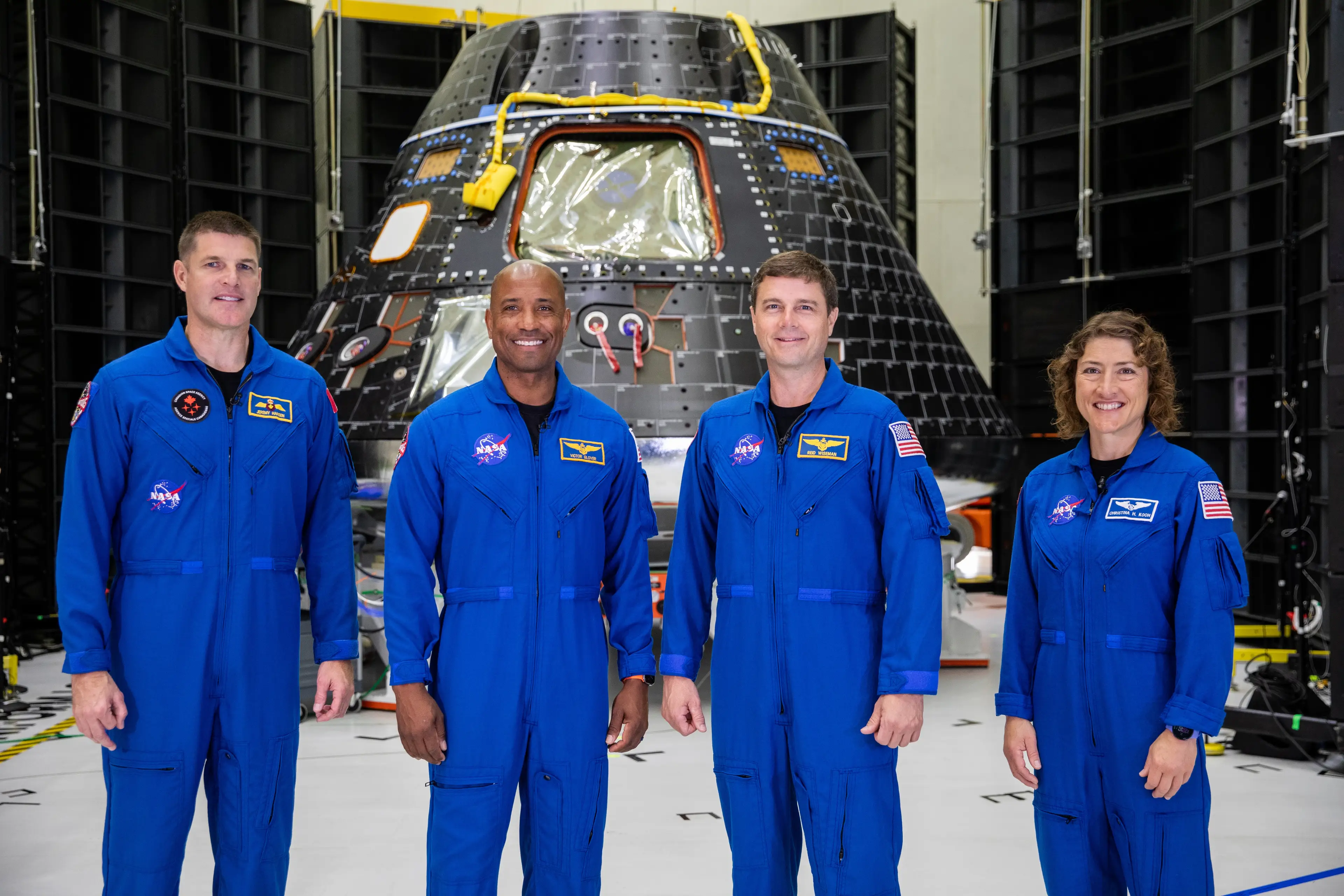 Astronauts Jeremy Hansen, Victor Glover, Reid Wiseman and Christina H Koch are going into quarantine (NASA)