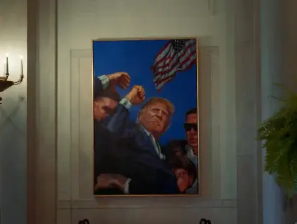 Trump's new painting, which shows the aftermath of an assassination attempt (X/White House)