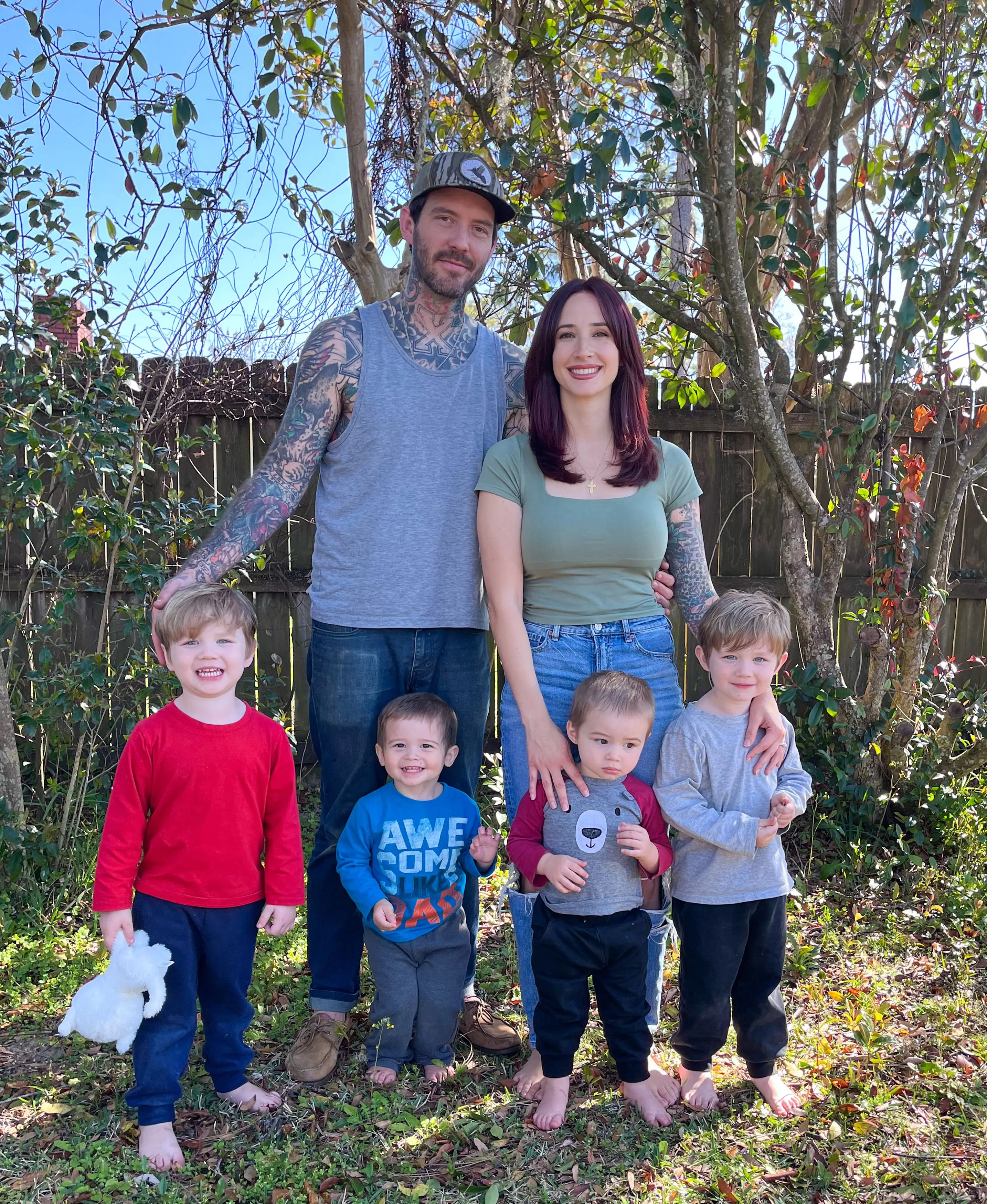 The mum parents three-year-olds Ashton Presson and Jacob Presson, and two-year-olds Matthew Presson and Christian Presson (Kennedy News and Media)