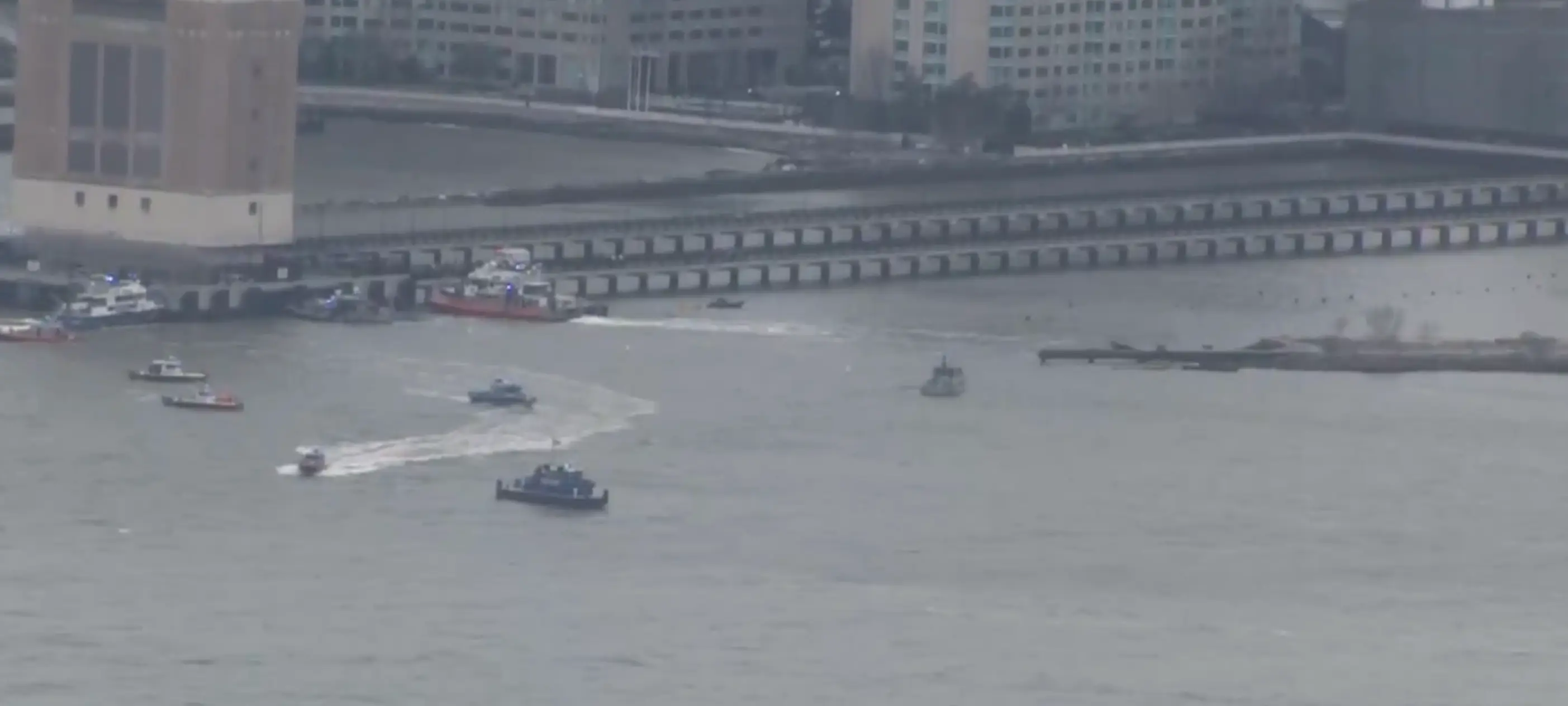 Emergency responders are on the scene at New York's Hudson River (Sky News)