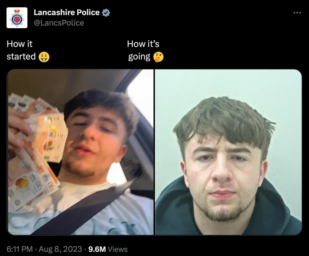Lancashire Police tweeted a meme after the final sentencing today.