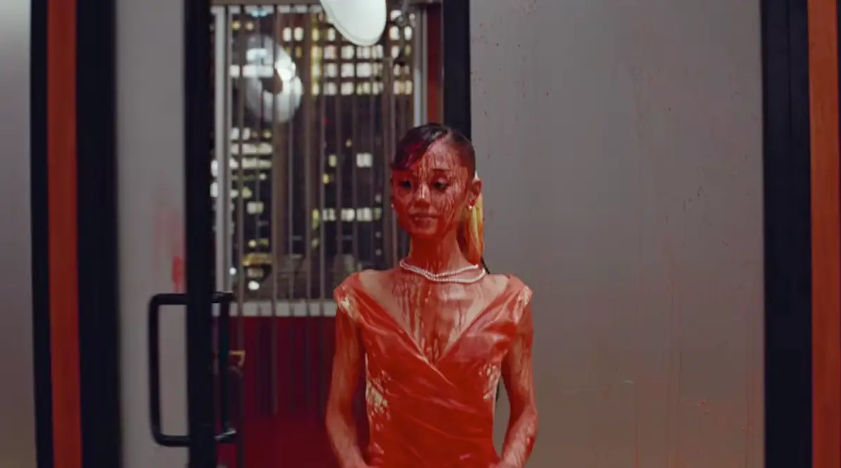 Grande was left covered in 'blood' (YouTube/Ariana Grande)