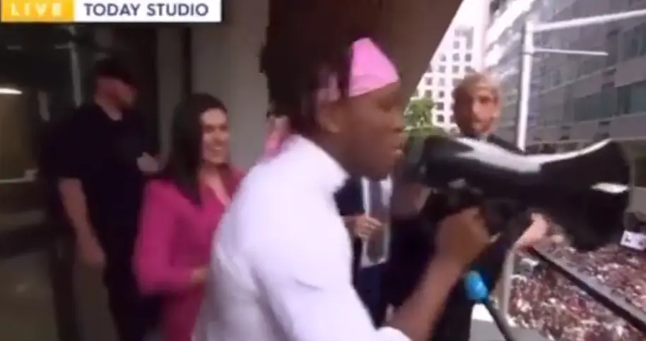 KSI performed the anti-Tottenham chant through a megaphone.