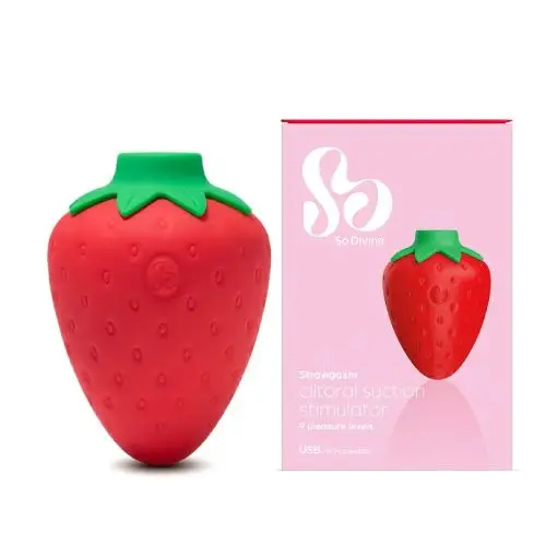 Strawgasm Rechargeable Strawberry Clitoral Suction Vibrator (So Divine)