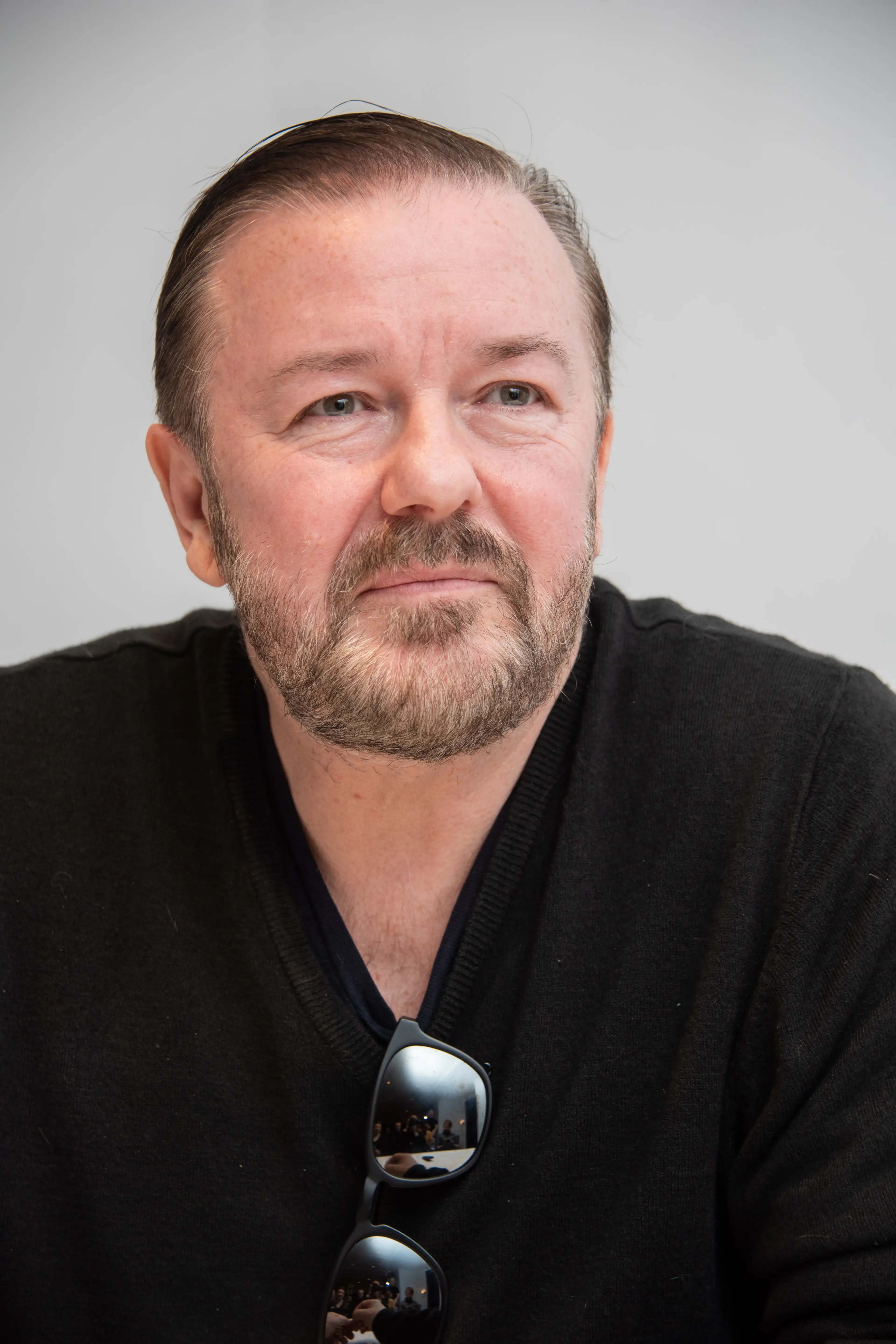 Gervais in a black t-shirt, again (Vera Anderson/WireImage)