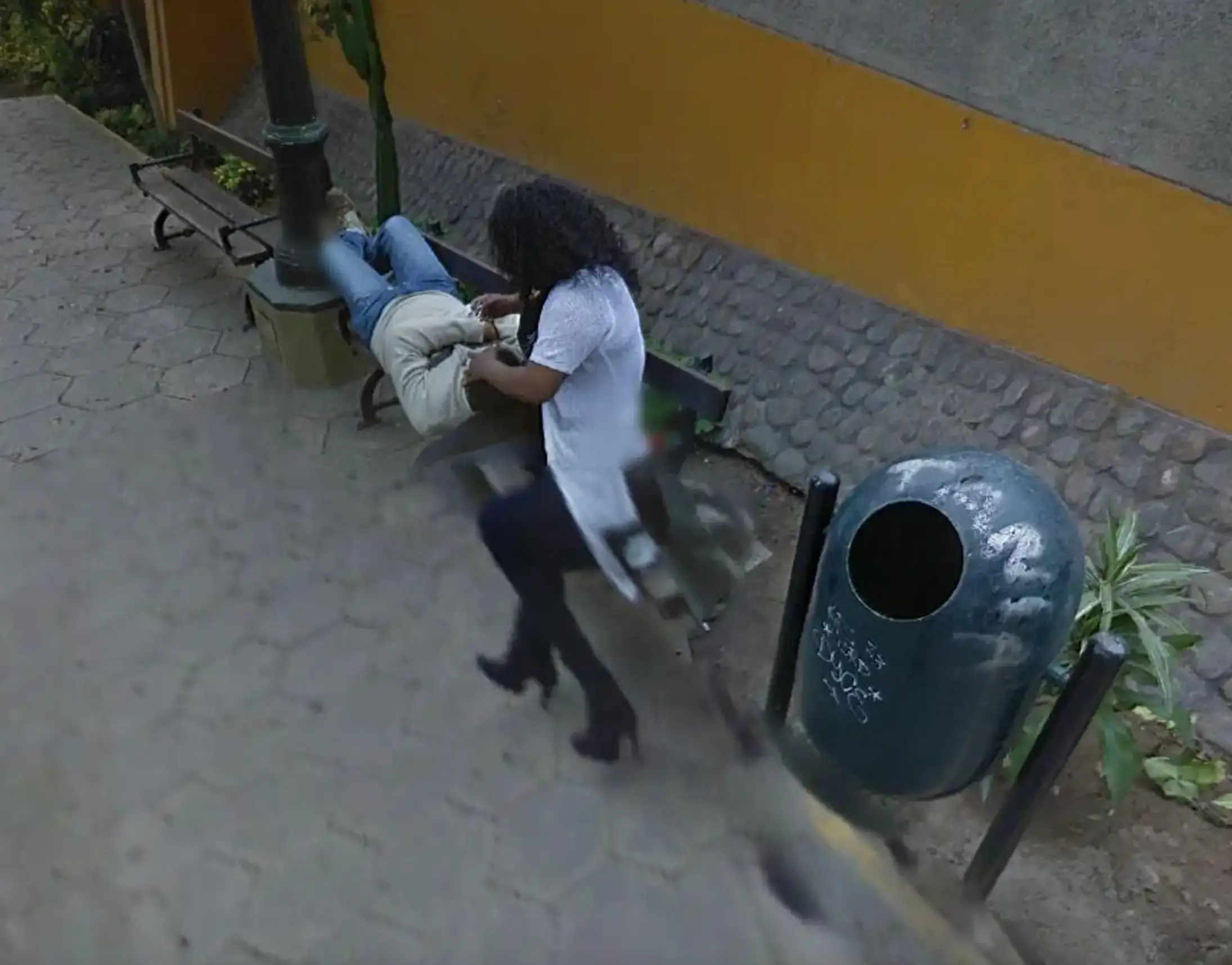 She could be seen on a bench with another man (Google Maps)