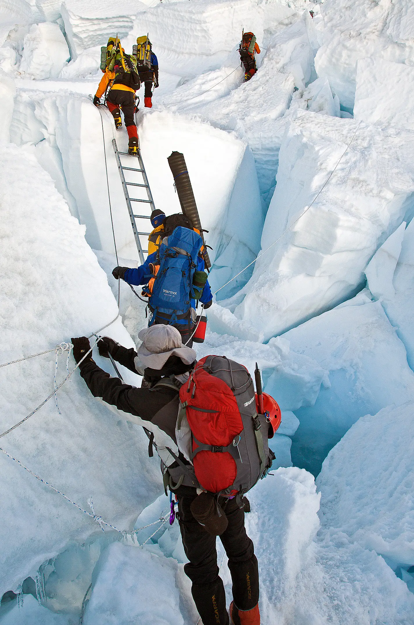 The Khumbu Icefall is a notoriously tricky thoroughfare situated 5,000ft up Mount Everest (Getty)