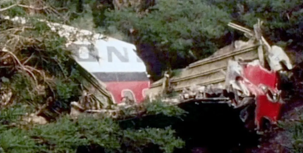 The wreckage was found soon after the crash, and it was clear nobody had survived (Bureau of Aircraft Accidents Archives)