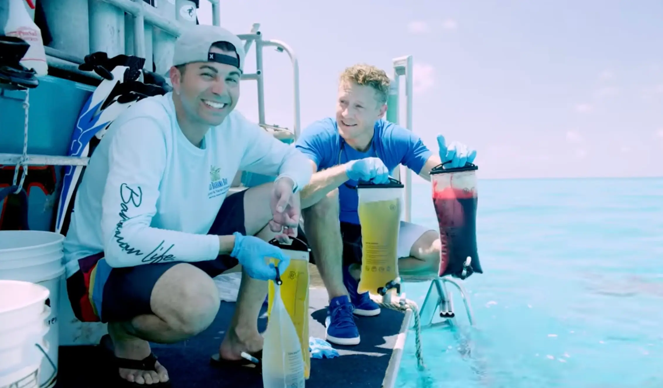 He wanted to see if the predators would be more attracted to fish oil, urine, seawater or cow's blood (YouTube/Mark Rober)