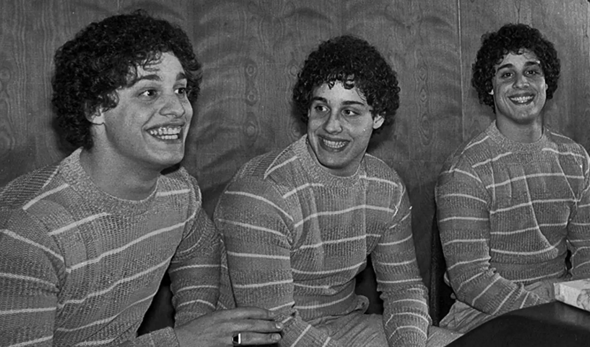 Identical triplets Edward Galland, David Kellman, and Robert Shafran were separated at birth.