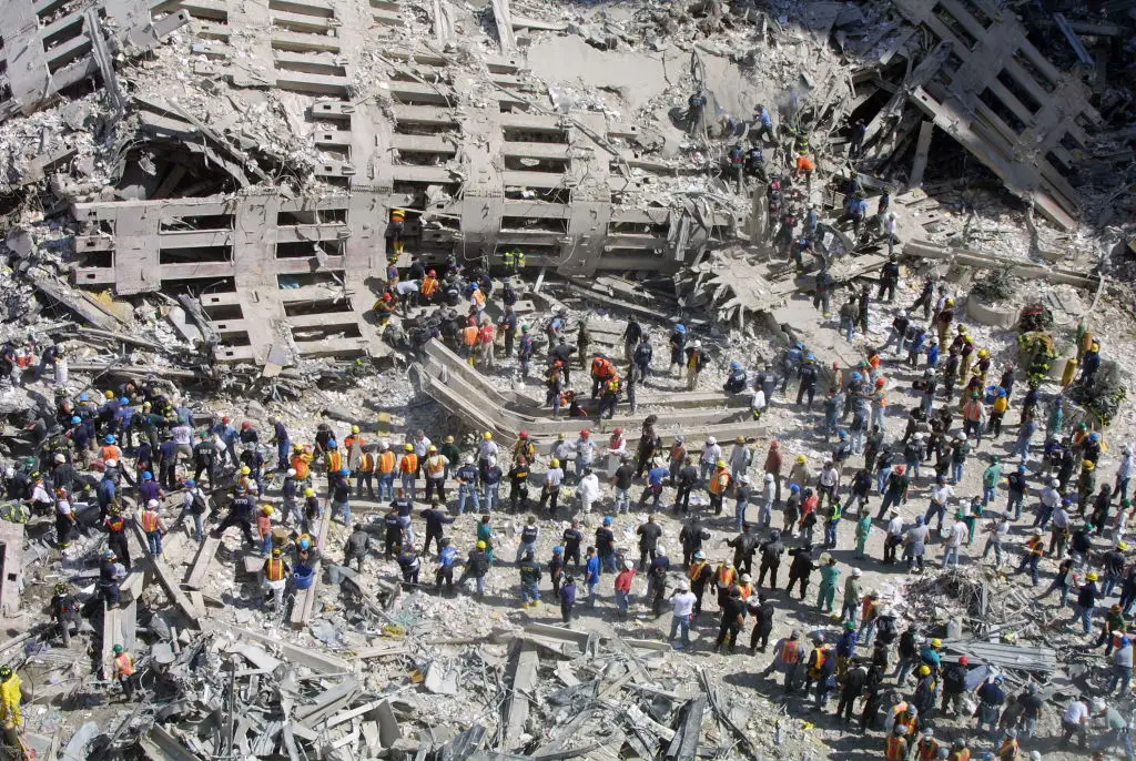 Trump said he was at the scene with 100 rescue workers (Mario Tama/Getty Images)
