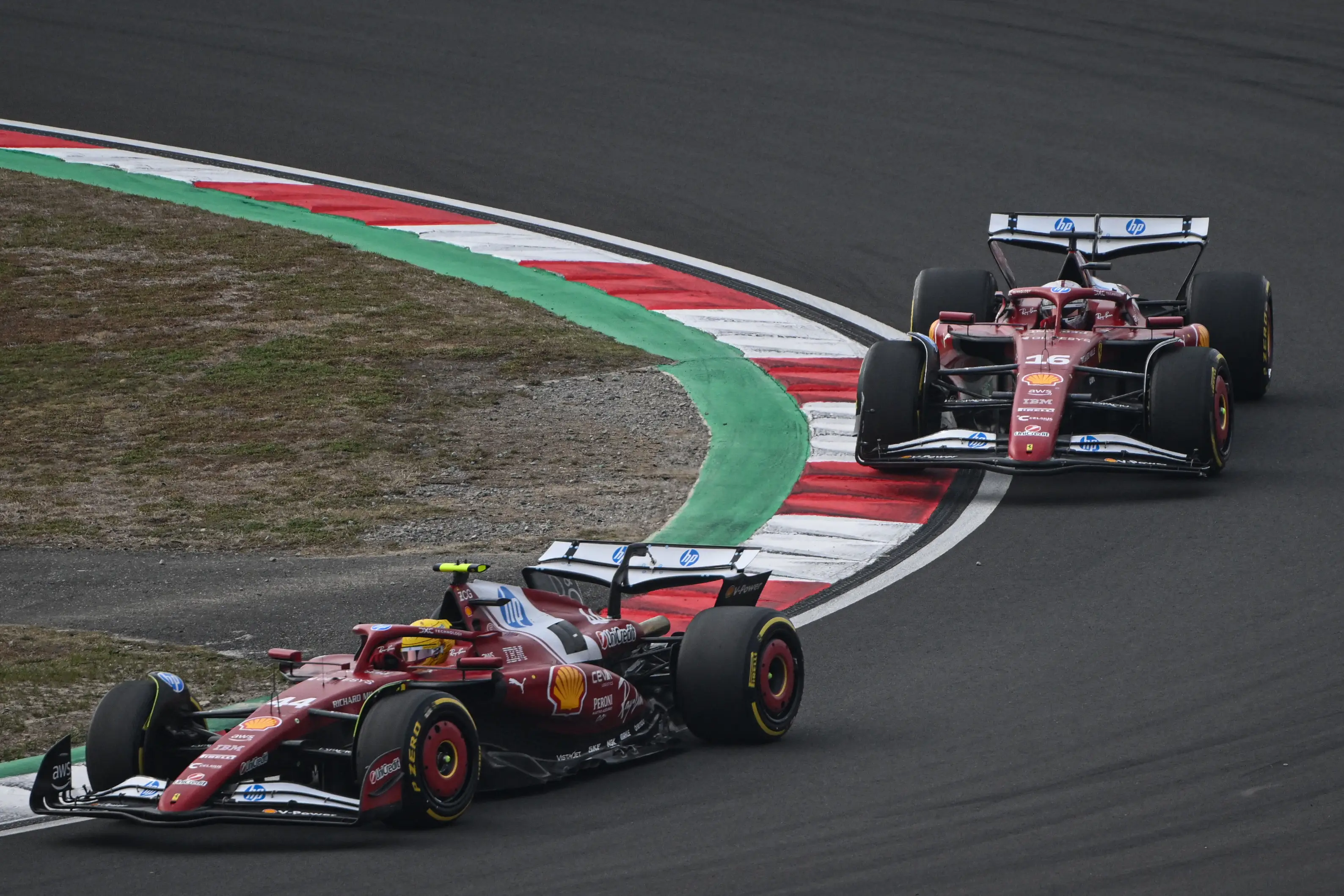 Lewis Hamilton and Charles Leclerc both finished the race but were disqualified afterwards due to issues with their cars (JADE GAO/AFP via Getty Images)