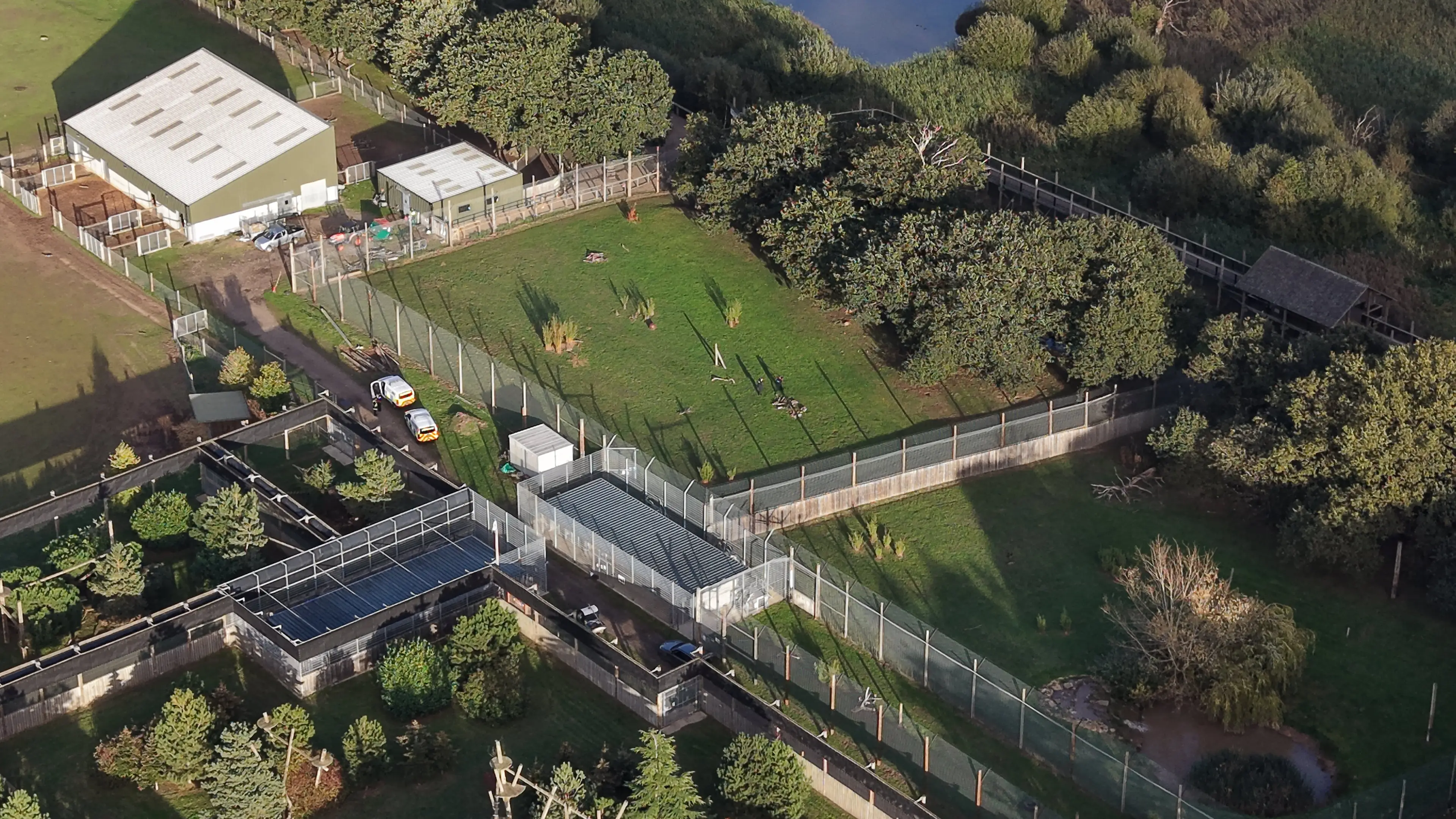 Aerial view of the tiger eclosure at Yorkshire Wildlife Park (SWNS)