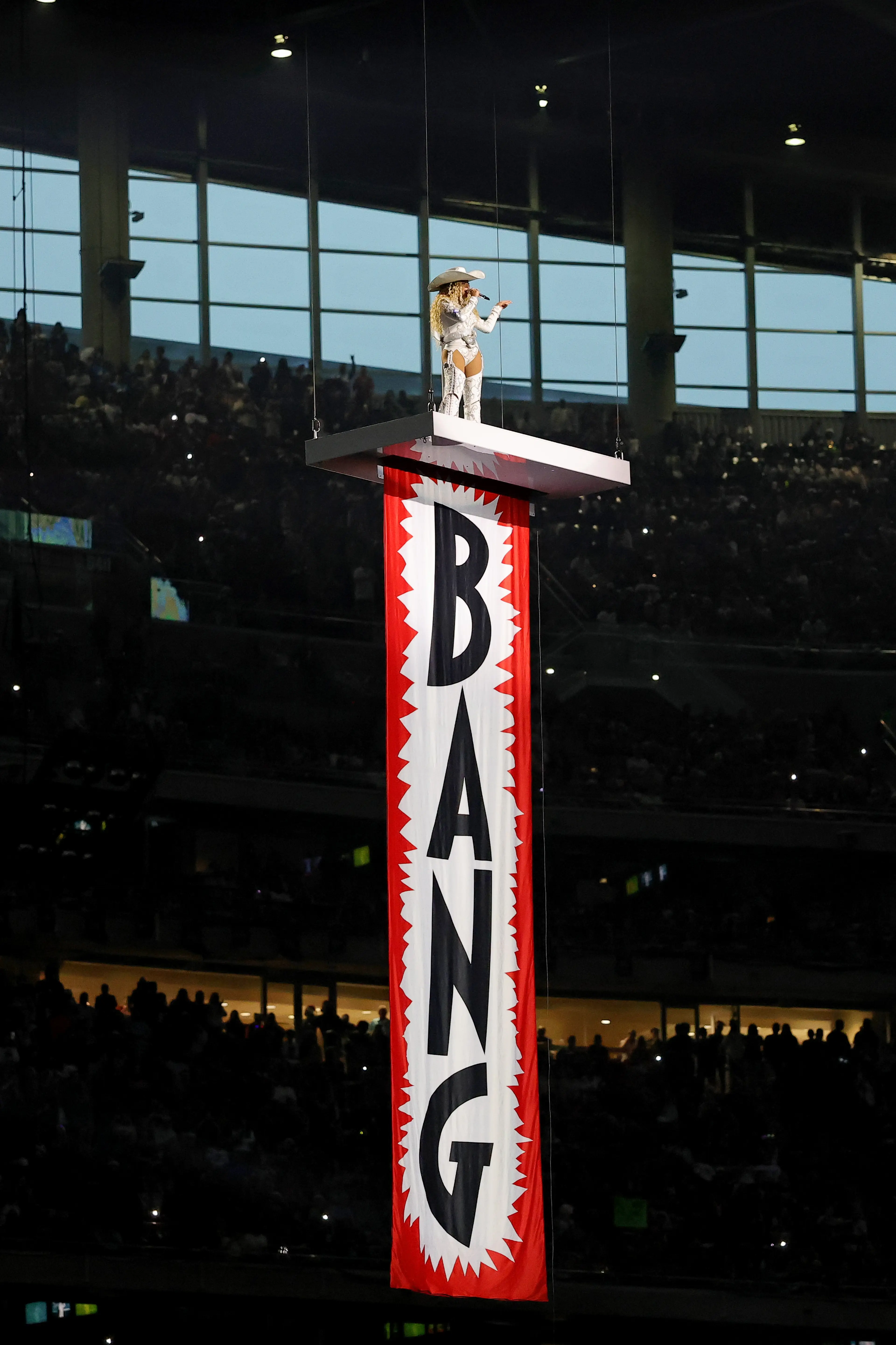 It accompanied a 'bang' banner, which perhaps made it hard to hide the gesture (Alex Slitz via Getty Images)