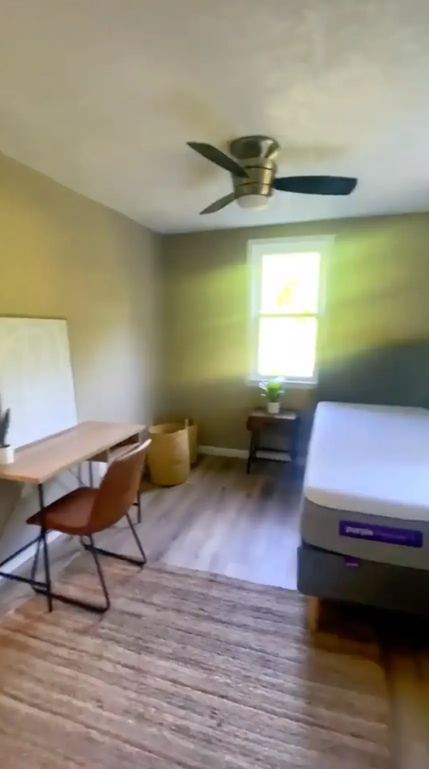 The renovated house was complete with fancy new beds.