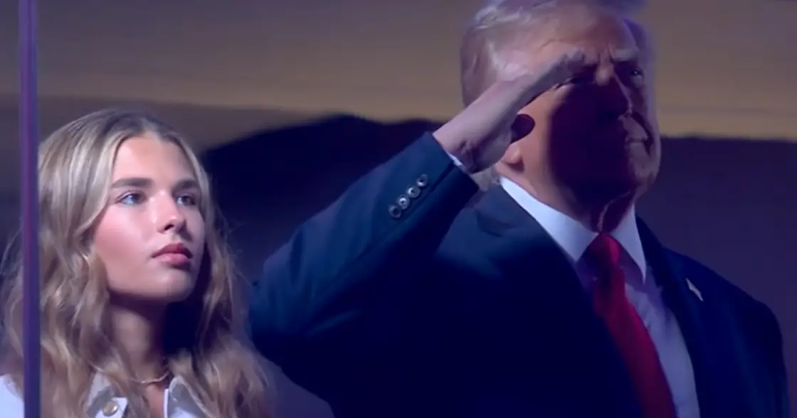 Kai Trump has been accused of editing the footage of her and Donald Trump at the Knicks (NBA/ESPN)