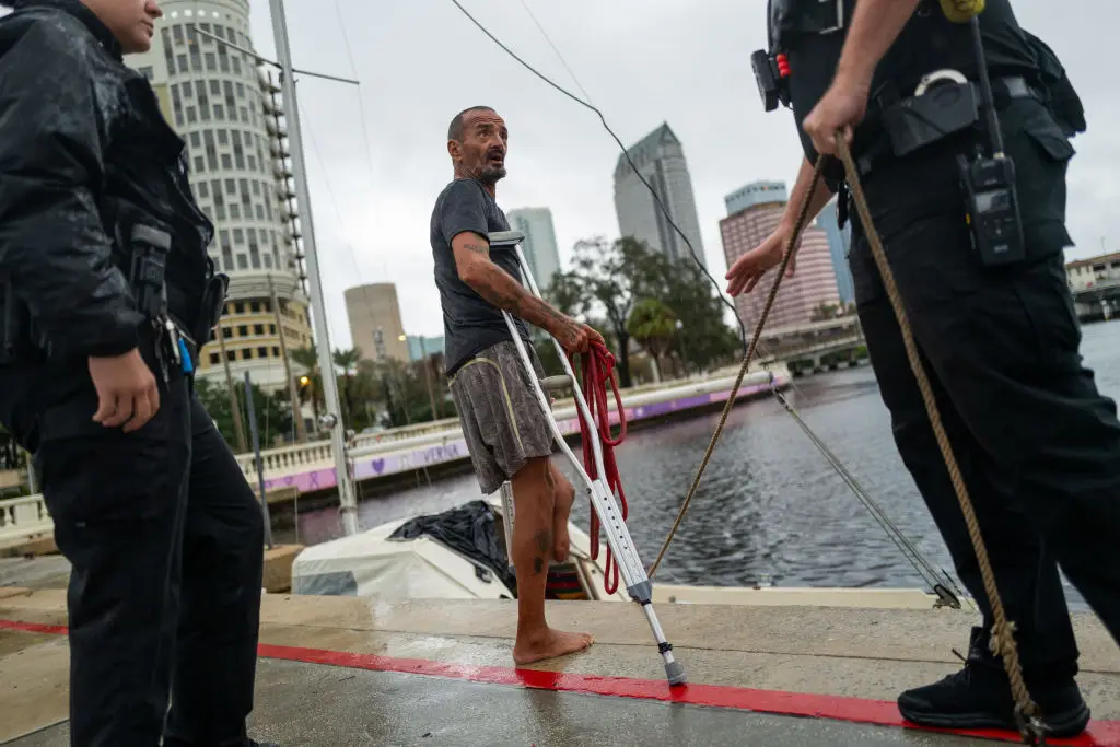 'Lieutenant Dan' - real name Joseph Malinowski - refused to leave his boat in Tampa Bay (Spencer Platt/Getty Images)
