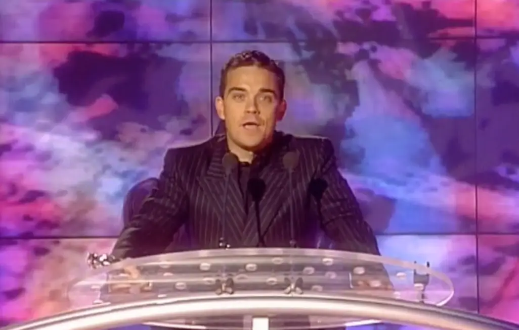 Robbie Williams gave a bullish speech (YouTube/BRITs)