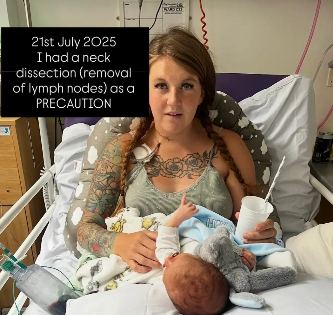 Holly's recovery stopped her from holding her newborn. (The Land of Holly/Facebook)