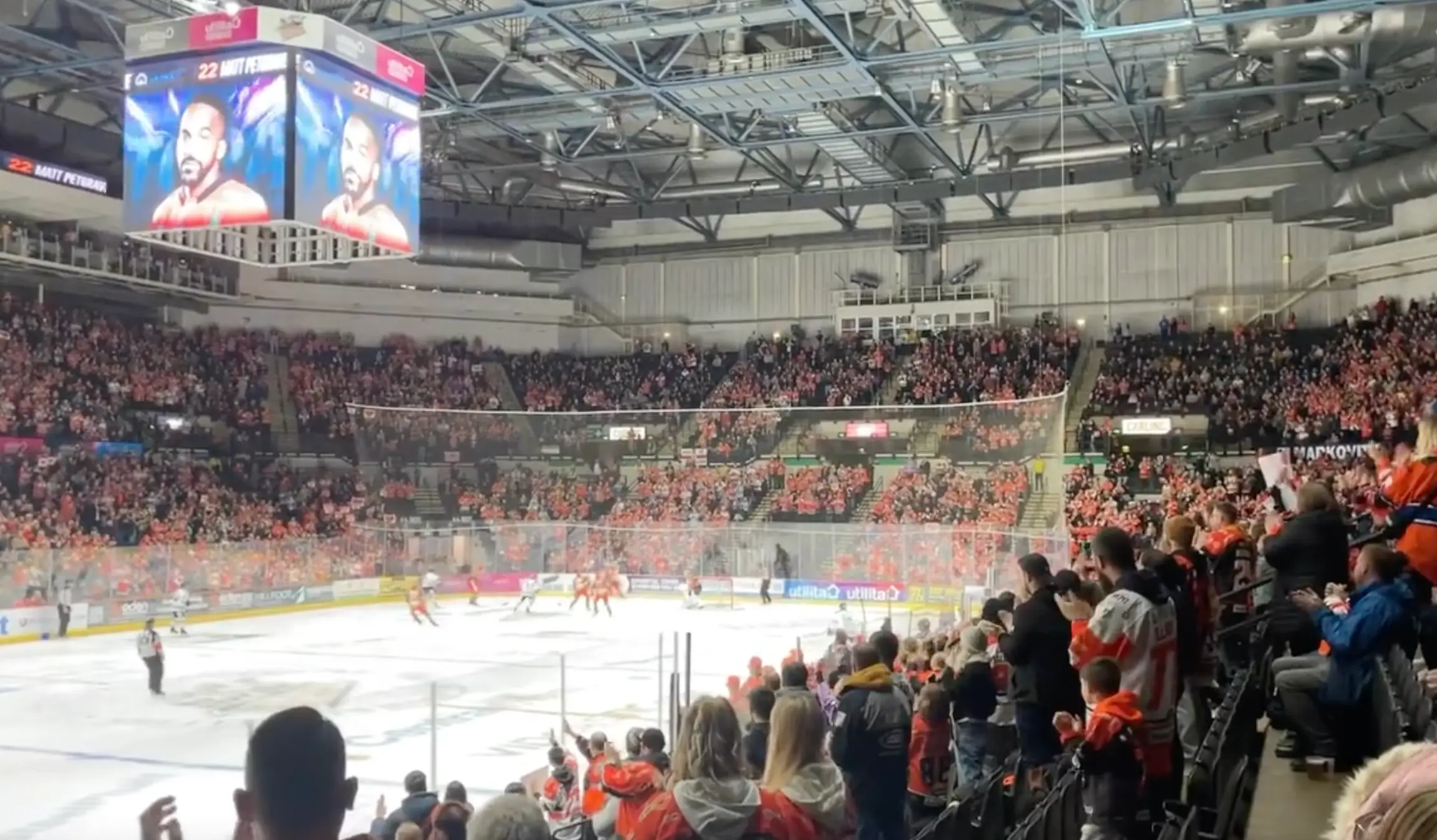 Some fans got out of their seats to show support for Matt Petrgave, who wasn’t playing on Sunday.