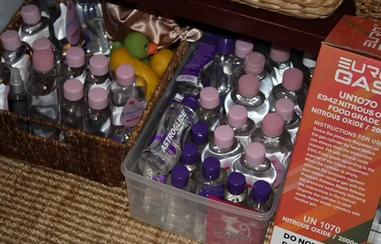 Police also found multiple bottles of baby oil and lubricant (Department of Justice)