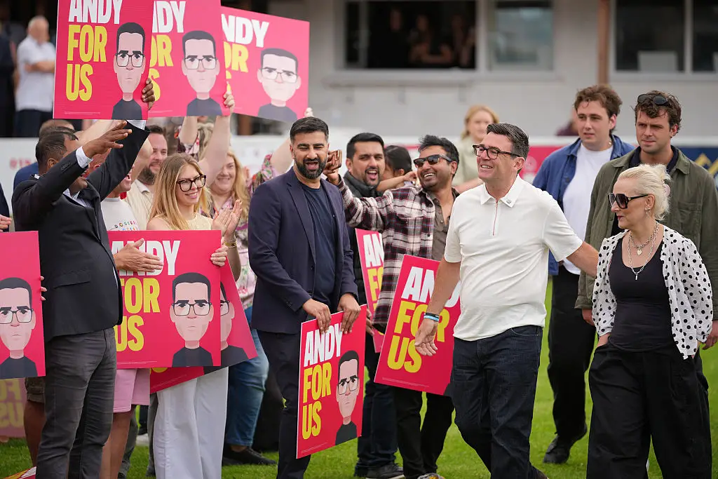 Andy Burnham might well be the UK's next prime minister, his wife Frankie (right) once went on Blind Date (Christopher Furlong/Getty Images)
