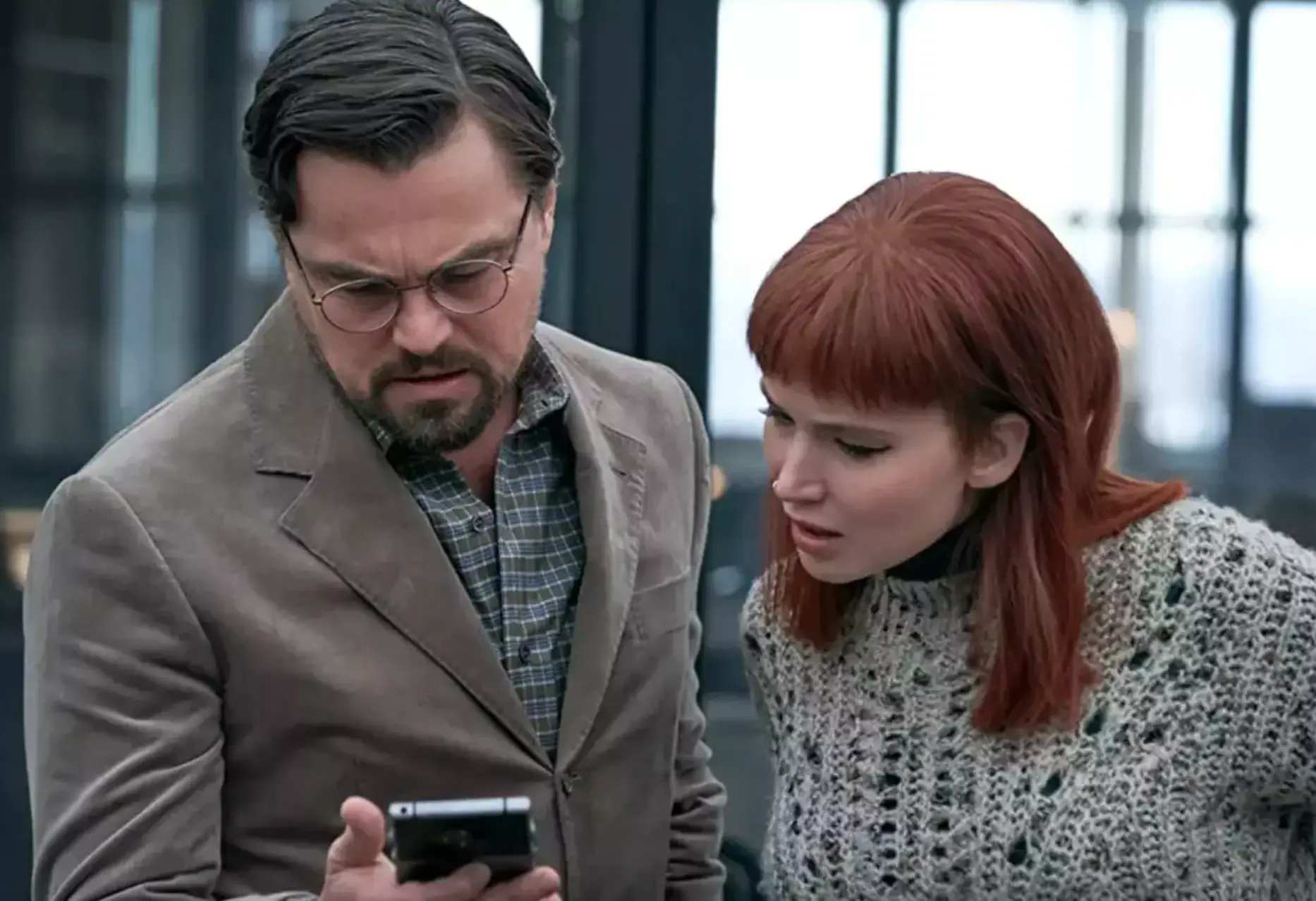 Jennifer Lawrence plays an astronomer alongside Leonardo DiCaprio in 2021's Don't Look Up. (Netflix)