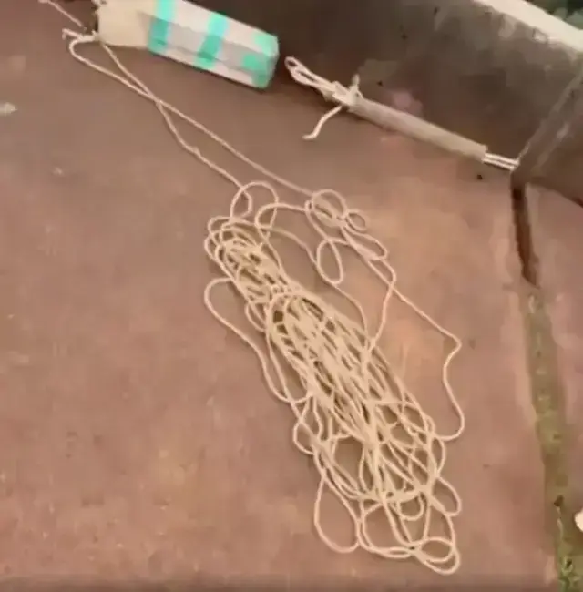 The rope did not appear to be attached to Maria when she jumped (X)