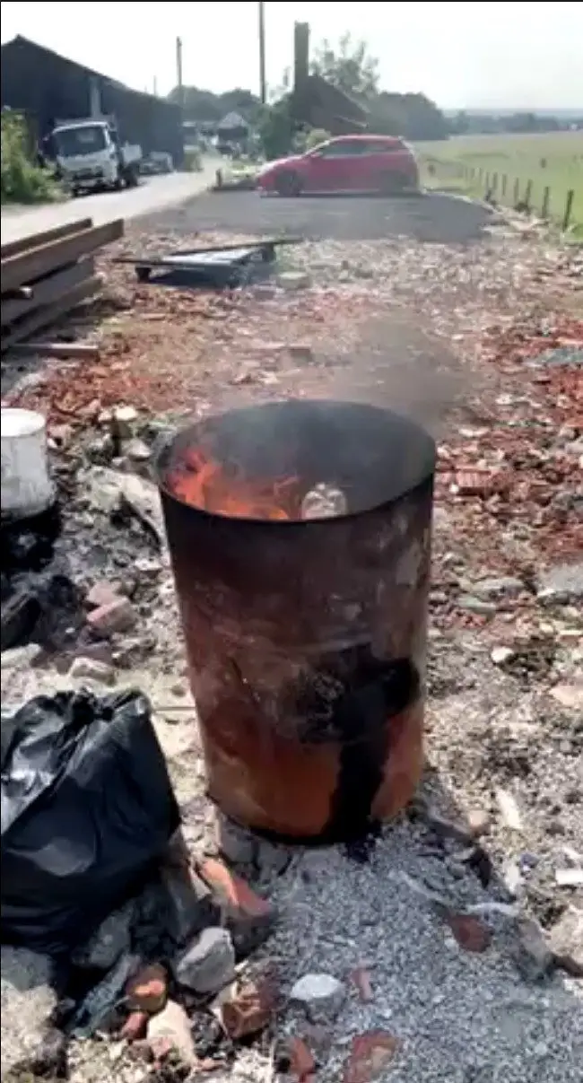 Dwayne was burning items in a metal bin, something he'd seen older workers do 'a hundred times', when the accident happened (SWNS)