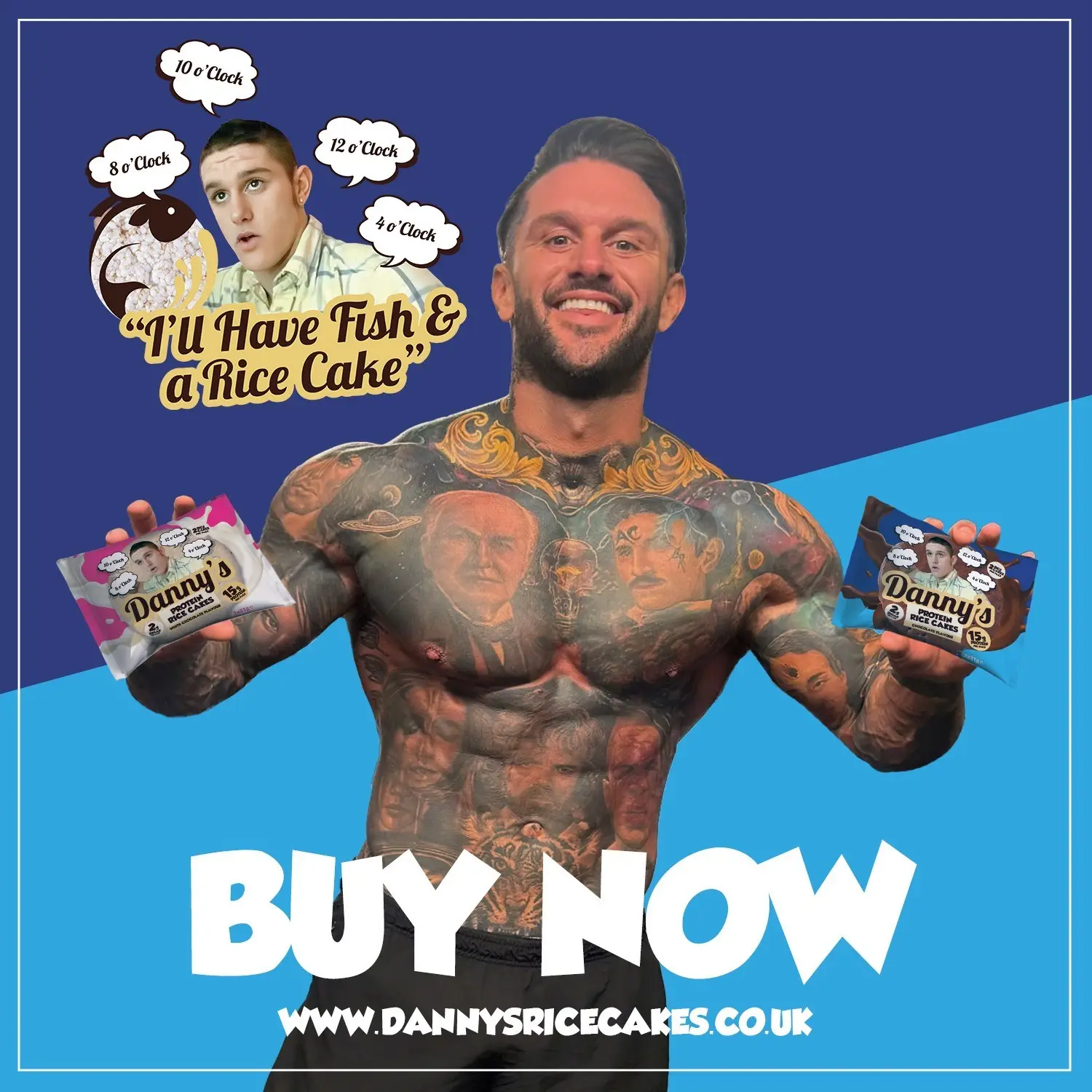 'Fish and a rice cake' guy Danny Andrews has started his own rice cake business. (Supplied)