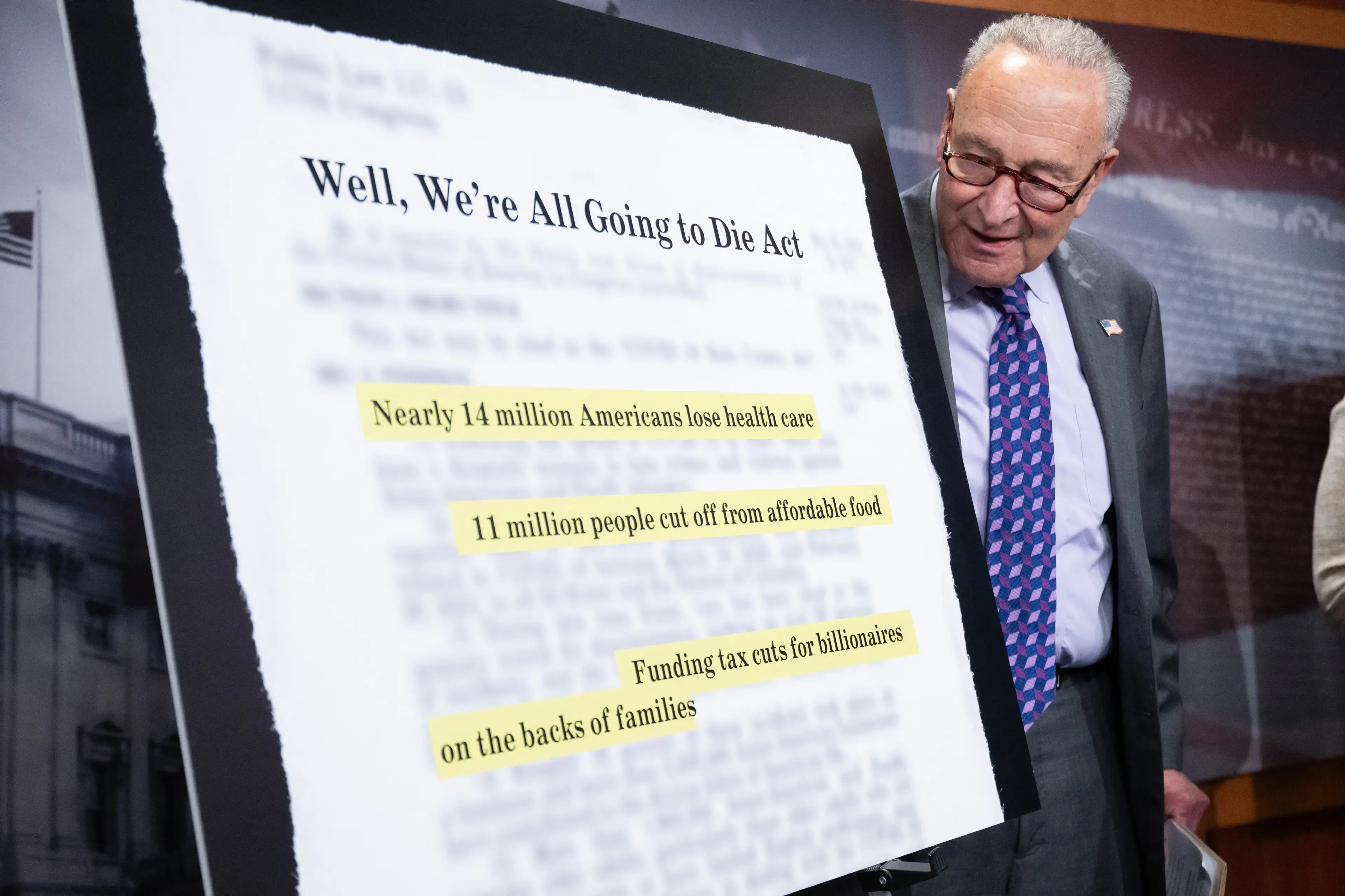Democrats including Senate Minority Leader Chuck Schumer reckon the bill spells big trouble for Americans (SAUL LOEB/AFP via Getty Images)