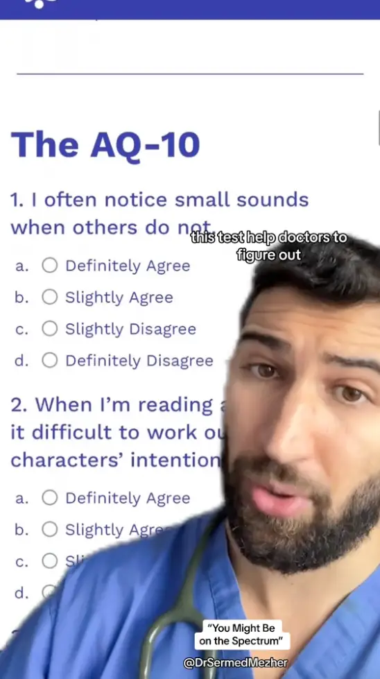 Dr Sermed Mezher has shared a 'brief screening tool designed to identify signs that may suggest a person could have autism' (TikTok/@drsermedmezher)