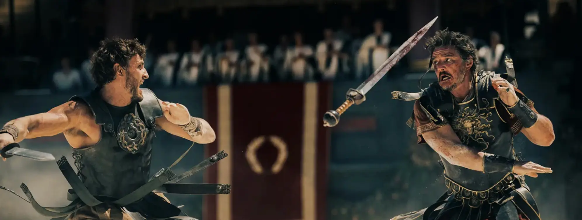 Mescal and Pascal face off in the soon to be released epic (AIDAN MONAGHAN/PARAMOUNT PICTURES)