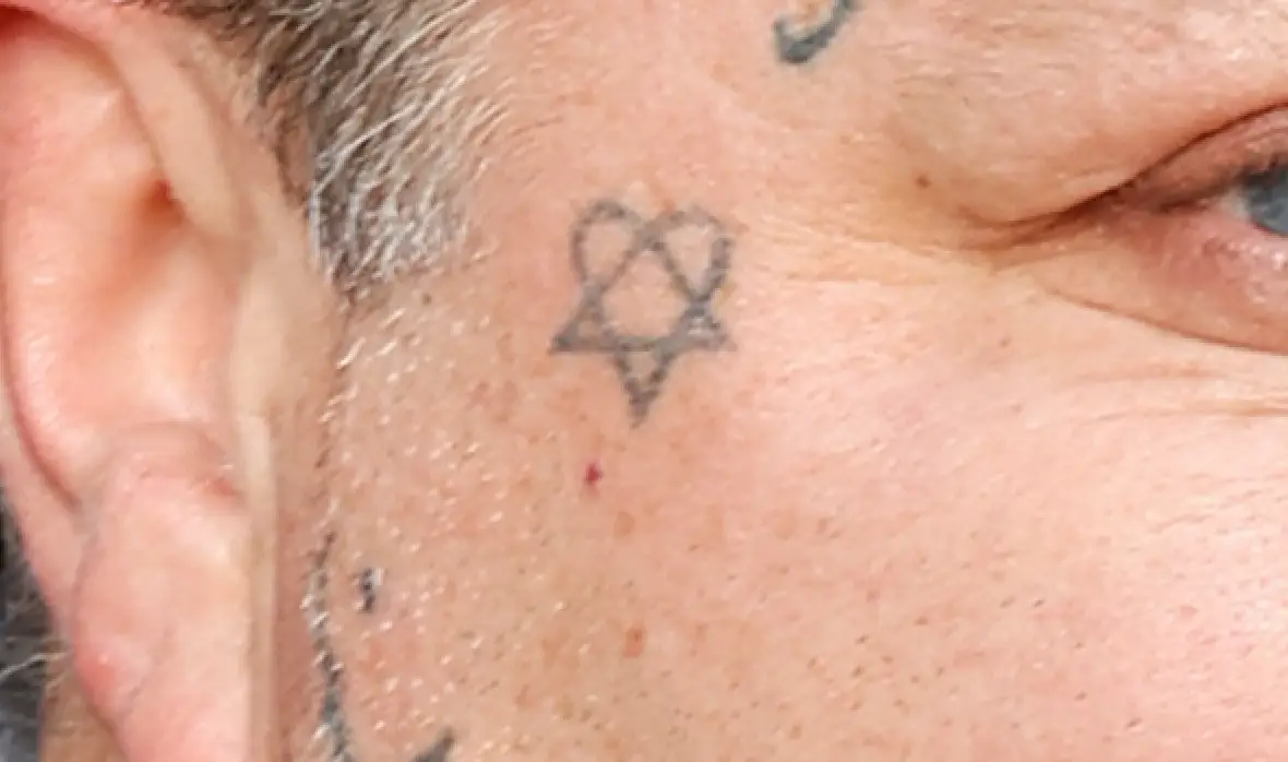 Bam's heartagram tattoo (Randy Shropshire/Getty Images for Activision)
