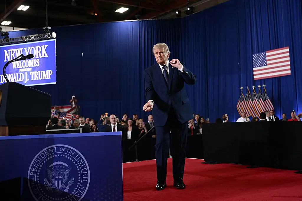 Trump performing his signature dance moves (Brendan SMIALOWSKI / AFP via Getty Images)