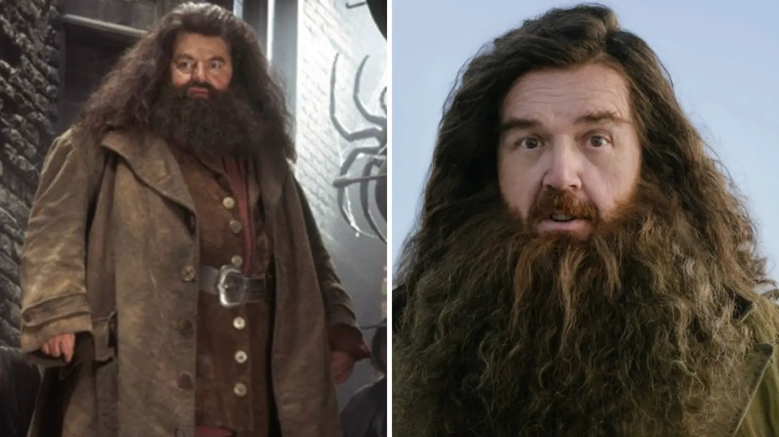 Robbie Coltrane and Nick Frost as Rubeus Hagrid (Warner Bros/HBO)