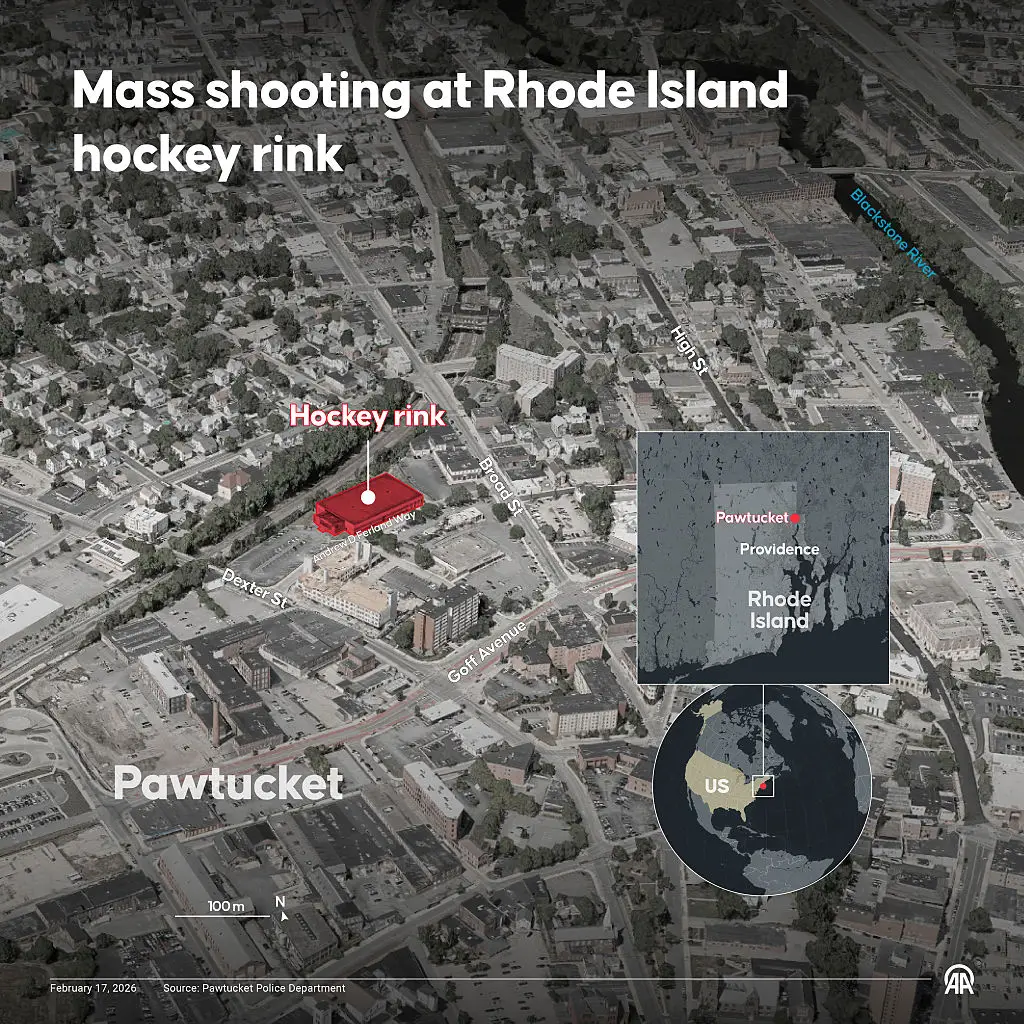 Two victims were killed during a targeted shooting at an ice skating rink in Rhode Island on Monday (Mehmet Yaren Bozgun/Anadolu via Getty Images)