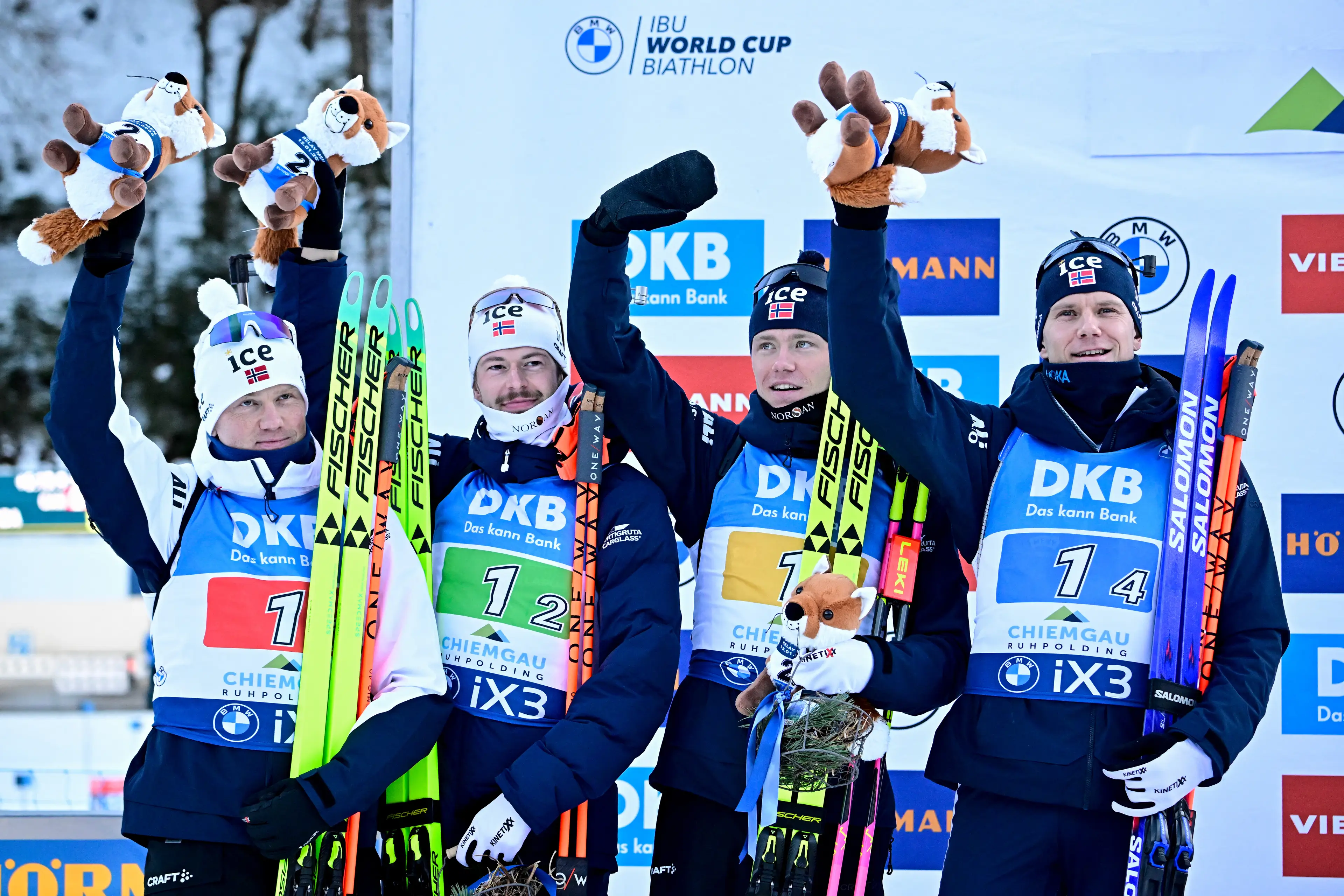 Johannes Dale-Skjedval seen alongside Lagreid, Martin Uldal and Vetle Sjastad Christiansen in January (Tobias SCHWARZ / AFP via Getty Images)