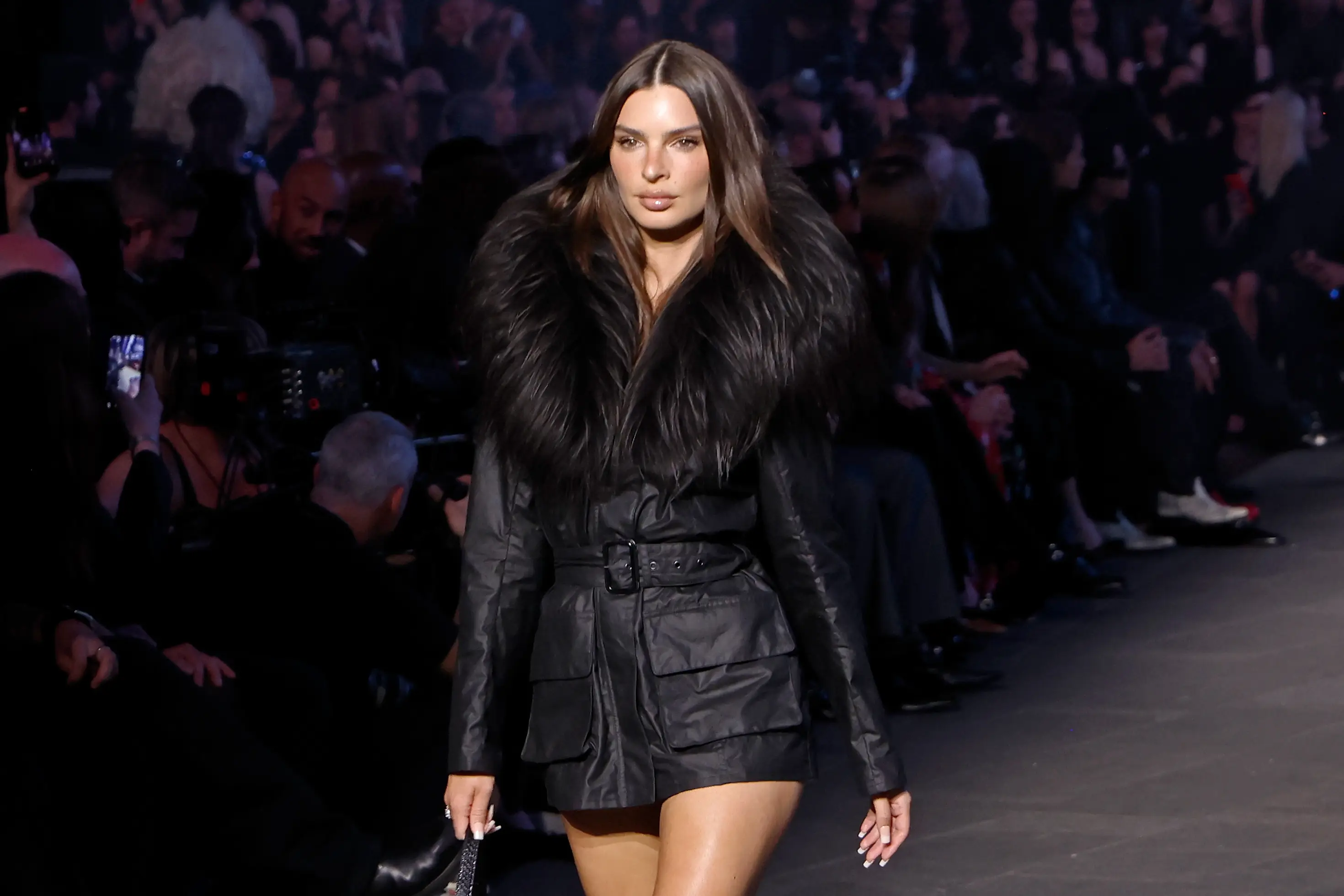 Emily Ratajkowski walks down the runway. (Taylor Hill/Getty Images)