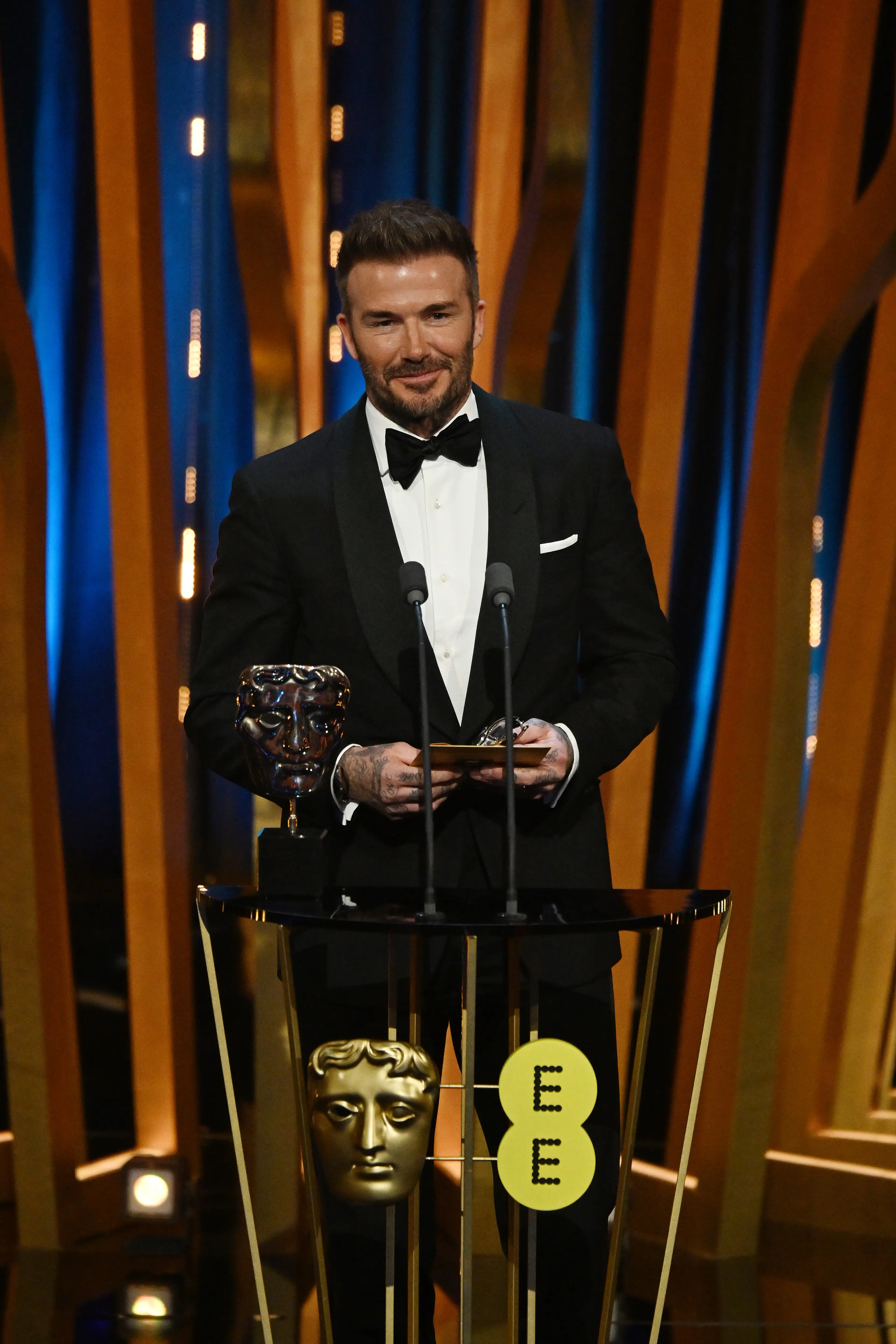 David Beckham was up to present an award at the Baftas, but some disliked his choice of wording.