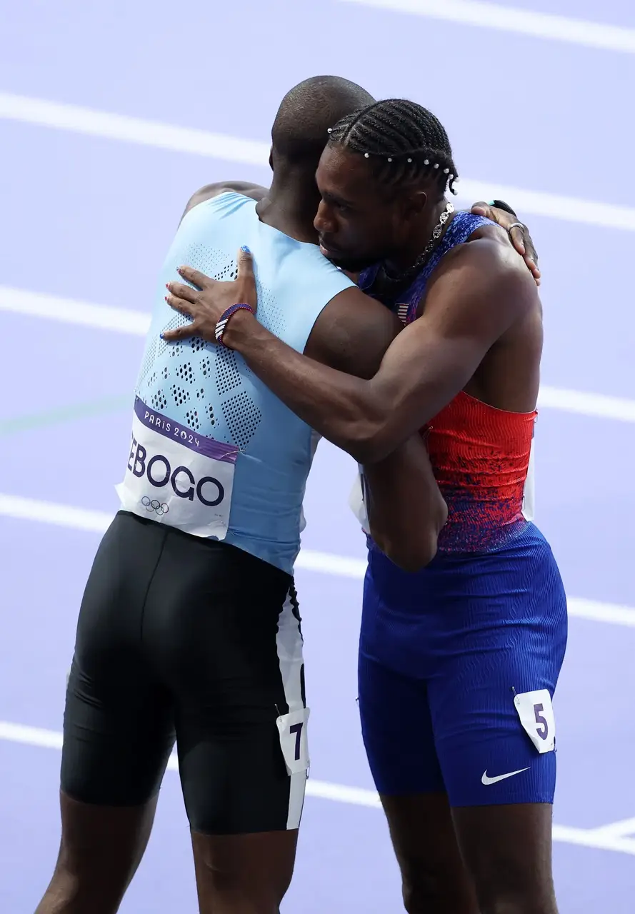 The pair rejoiced after the race. (Michael Steele/Getty Images)