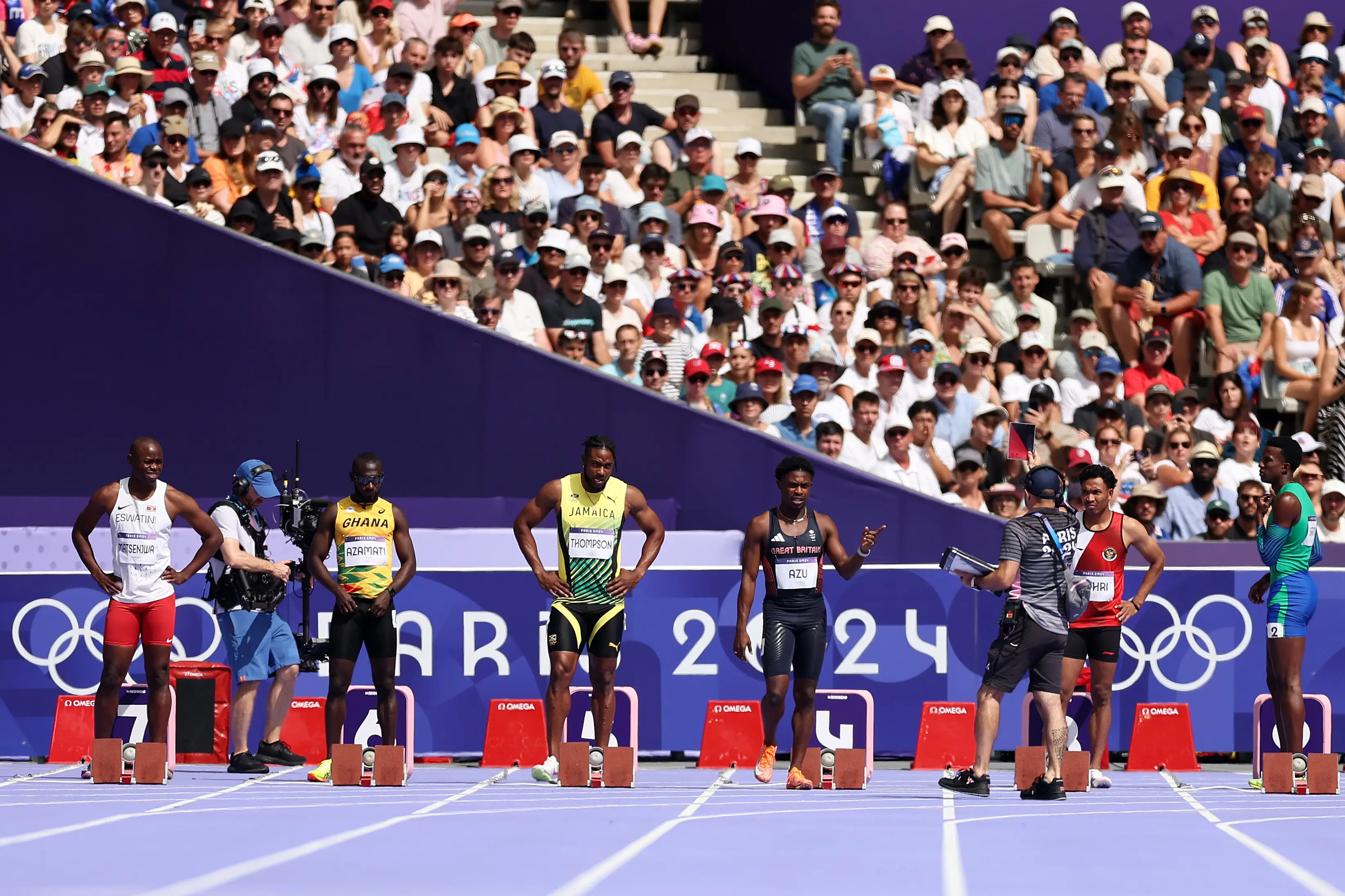 Jeremiah Azu wasn't allowed to race following his false start. (Hannah Peters/Getty Images)