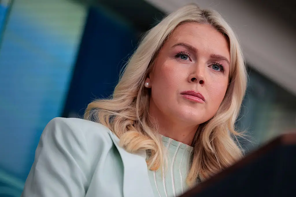 Karoline Leavitt helmed a fiery press conference (Chip Somodevilla/Getty Images)